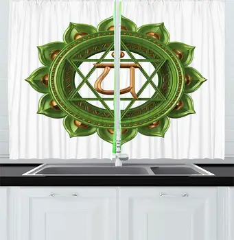 

Chakra Curtains Circular Oriental Earth Core Form Ancient Balance Harmony Cosmos Theme Window Decor Panels Set Cafe Gold
