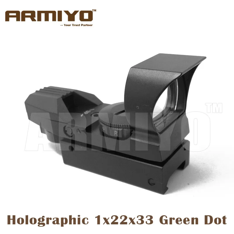

Armiyo Holographic 1x22x33 Red Green Dot Tactical Multi Reticle 4 Reticle Reflex Optics Scope Sight 20mm Rail For Hunting