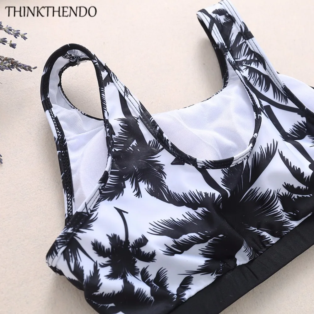 THINKTHENDO 2017 Mujer Sexy Women Bikinis Set Female Beach Swimwear Push Up Swimsuit Tops High Waist Shorts Bathing Suits Floral
