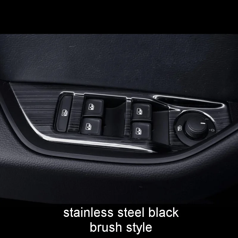 Tonlinker 4 шт. автомобильный Стайлинг из нержавеющей стали окна дверные кнопки подъема крышка чехол наклейки для VW SKODA SUPERB-17 аксессуары - Название цвета: black brush 2016-17
