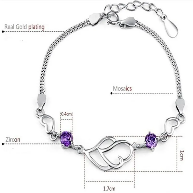 

Silver 925 Jewelry Bracelet Purple & White Cubic Zircon adjust bracelet as a gift for women