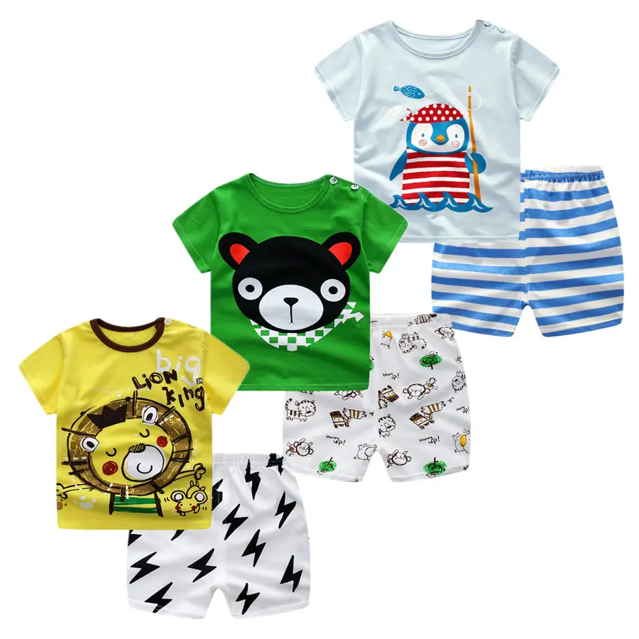 3 шт./лот; коллекция года; комплект одежды для маленьких мальчиков и девочек; летний хлопковый костюм с короткими рукавами и рисунком для новорожденных; Верхняя одежда; футболки - Цвет: C010101 WS LX SZ