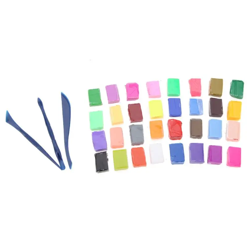 

32 Colors DIY Polymer Clay Fimo Modeling Block With Free Three-piece Tool Colorful Modelling Moulding Creative DIY Gift for boy