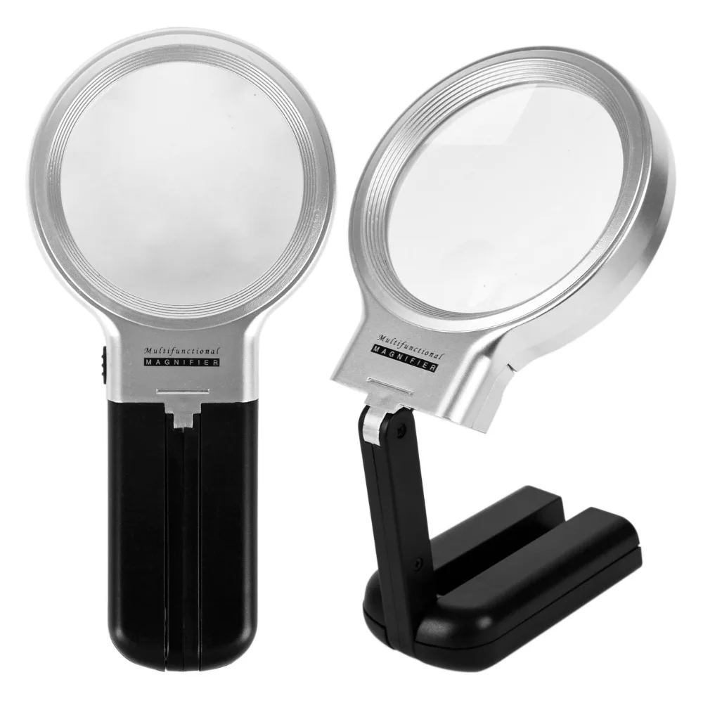Multifunctional Desktop Handheld Magnifier Jewelry Loupe Adjustable Angle Reading Watch Repair Magnifying Glass LED Desk Lamp | Дом и сад