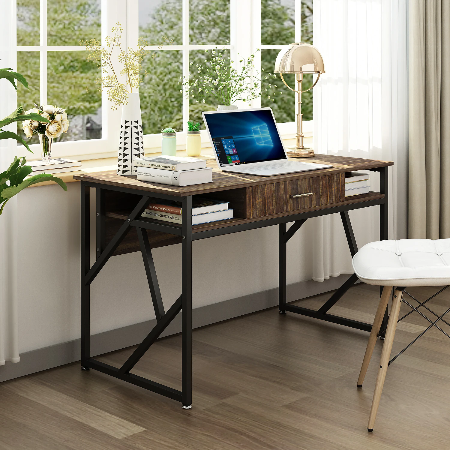 Computer Desk with Drawer DEWEL 47” Executive Desk Office Write Desk PC Laptop Workstation Space-Saving Study Desk with Storage Computer Desk with Drawer DEWEL 47” Executive Desk Office Write Desk PC Laptop Workstation Space-Saving Study Desk with Storage