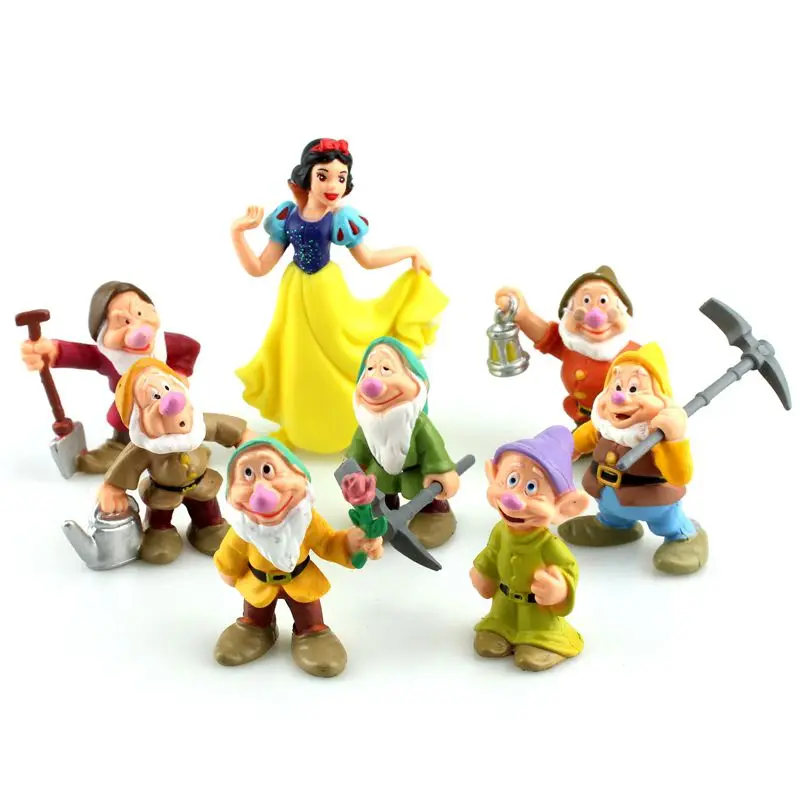 Игрушки из мультфильма Disney 8 шт./компл. белоснежная принцесса и семь карликов экшн