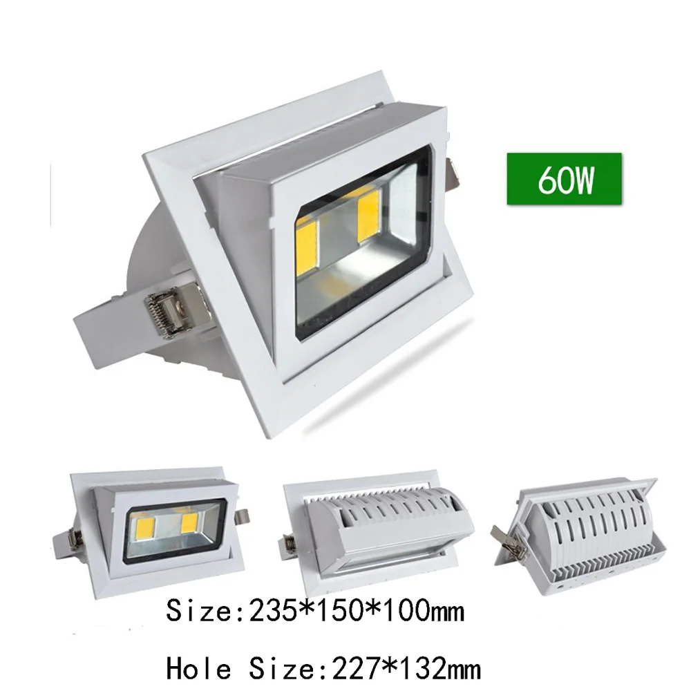 Светодиодный светильник 40 Вт встраиваемый световой прожектор прямоугольник литой алюминиевый белый корпус AC90V-260V эквивалент галогенной лампы 200 Вт