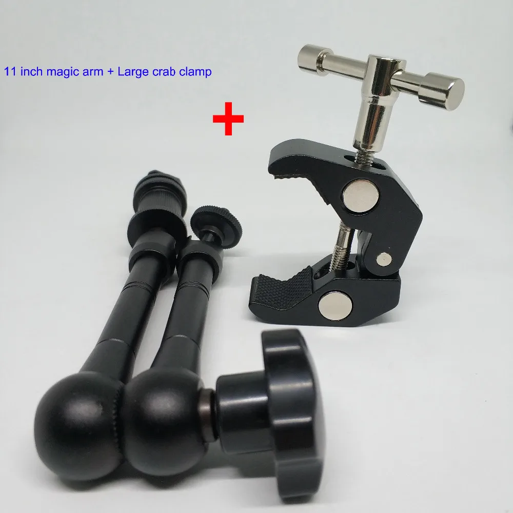 

Kaliou 11 Inch Adjustable Articulating Magic Arm + Large Clamp Crab Clip For Camcorder LCD Monitor LED Light DSLR Camera