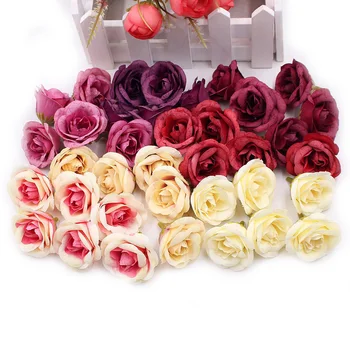 

10Pcs/lot Silk Rose Artificial Flower Head for Wedding Party Home Decoration DIY Handcraft Wreath Gift Fake Flower Accessories