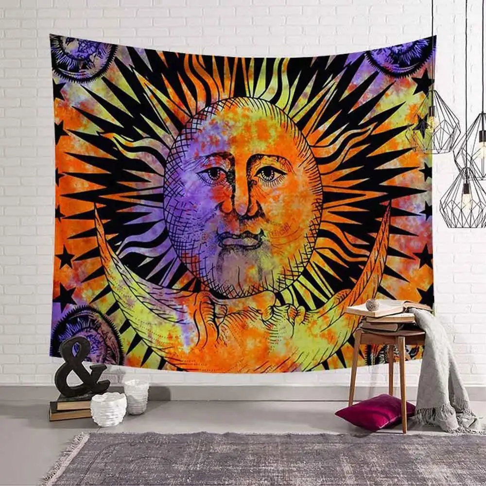 Черно-белый Солнце Луна психоделический гобелен Небесный индийский солнце хиппи гобелен в стиле хиппи Настенное подвесное покрывало декоративные покрывала - Цвет: Sun Moon Tapestry 7