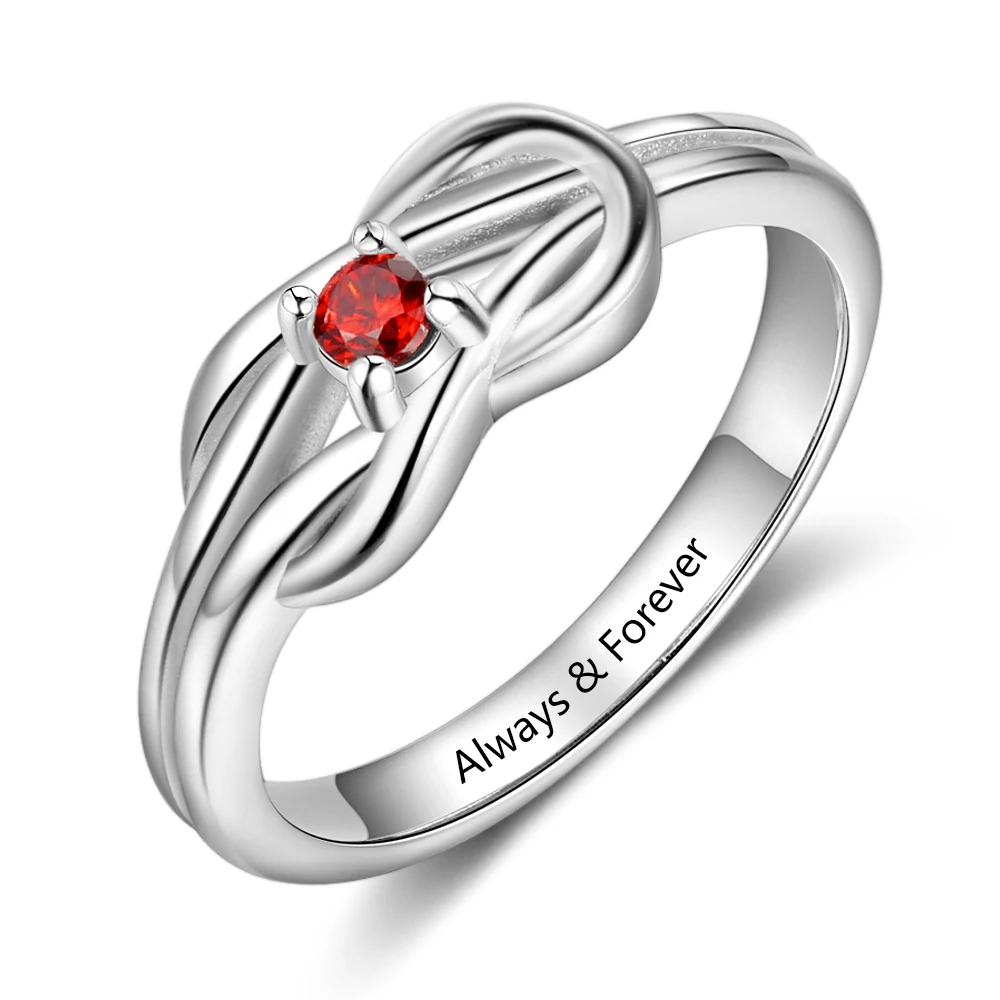 

Personalized Ring Square knot Shape Fashion Ring Jewelry Engraved Any Letters Custom Birthstone Trendy Gift for Women（RI103871）