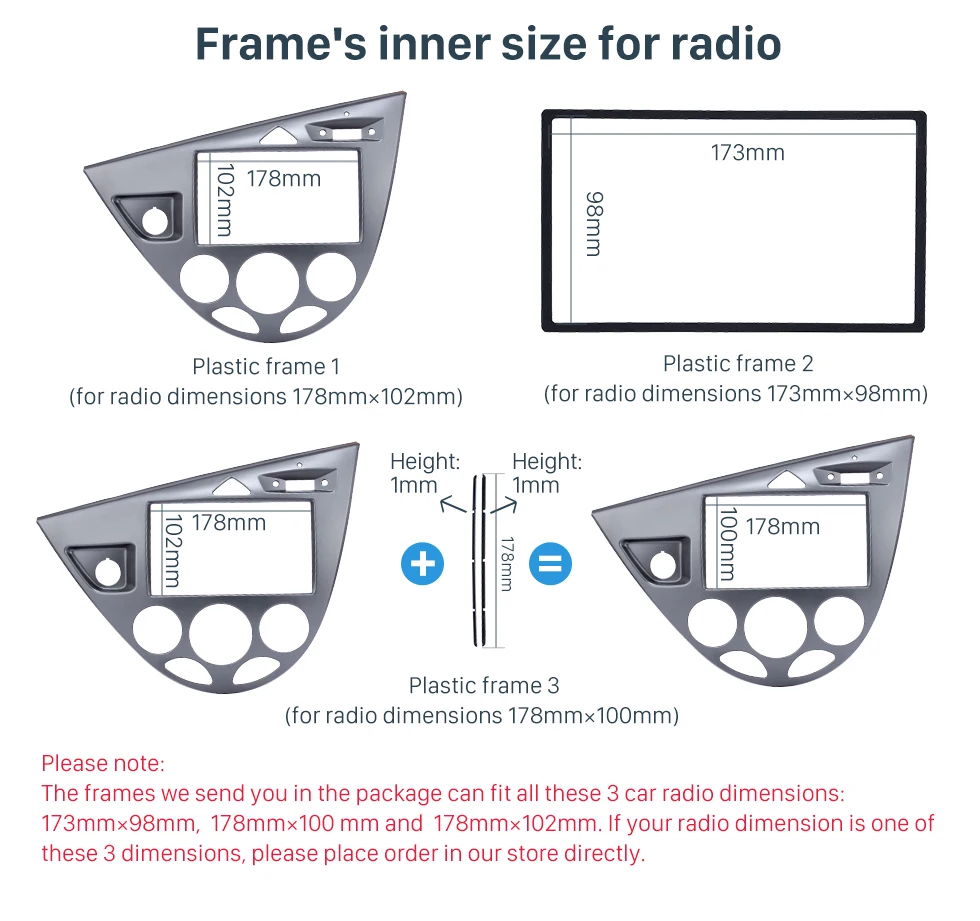 Seicane Silver Double Din Car Radio Fascia for 2006 Ford Fiesta Focus European LHD Audio Frame DVD Player Dash Mount