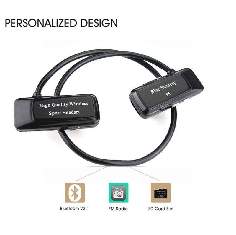 DAONO F5 Bluetooth 4 0 Headset Sport Wireless Headphones Music Stereo Earphones Micro SD Card Slot FM Speakers