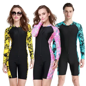 

Sbart Lycra Dive Skin Swim Rash Guard Blue Pink Yellow Floral Lycra Wetsuit Black Long Sleeve One-piece Surfing Snorkeling Swim