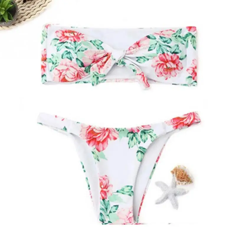 Bandeau Bikini Floral Swimwear Print Swimsuit Brazilian Biquini Sexy Thong Bikinis Set Bow Bathing Suit Maillot De Bain 2018 Bandeau Bikini Floral Swimwear Print Swimsuit Brazilian Biquini Sexy Thong Bikinis Set Bow Bathing Suit Maillot De Bain 2018