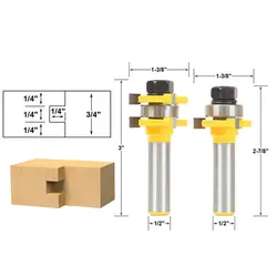 Бесплатная доставка 2 шт. 1/2 "хвостовик высокое качество Язык и паз совместное сборки маршрутизатор Набор бит наличии дереворежущий