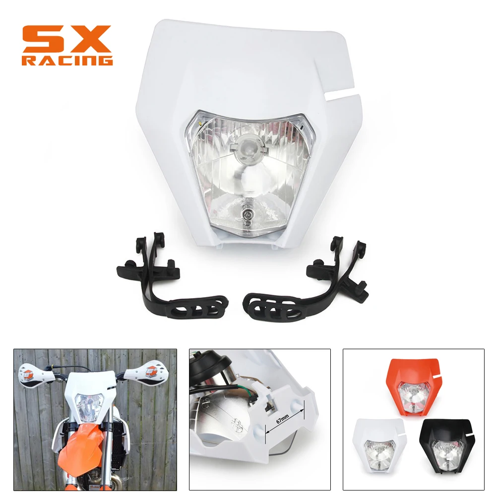 Мотоцикл универсальная пластиковая фара налобный фонарь Передний фонарь для KTM SX EXC SXS SX XCW SXF SMR MX 125 150 250 350 450 530 - Цвет: Белый