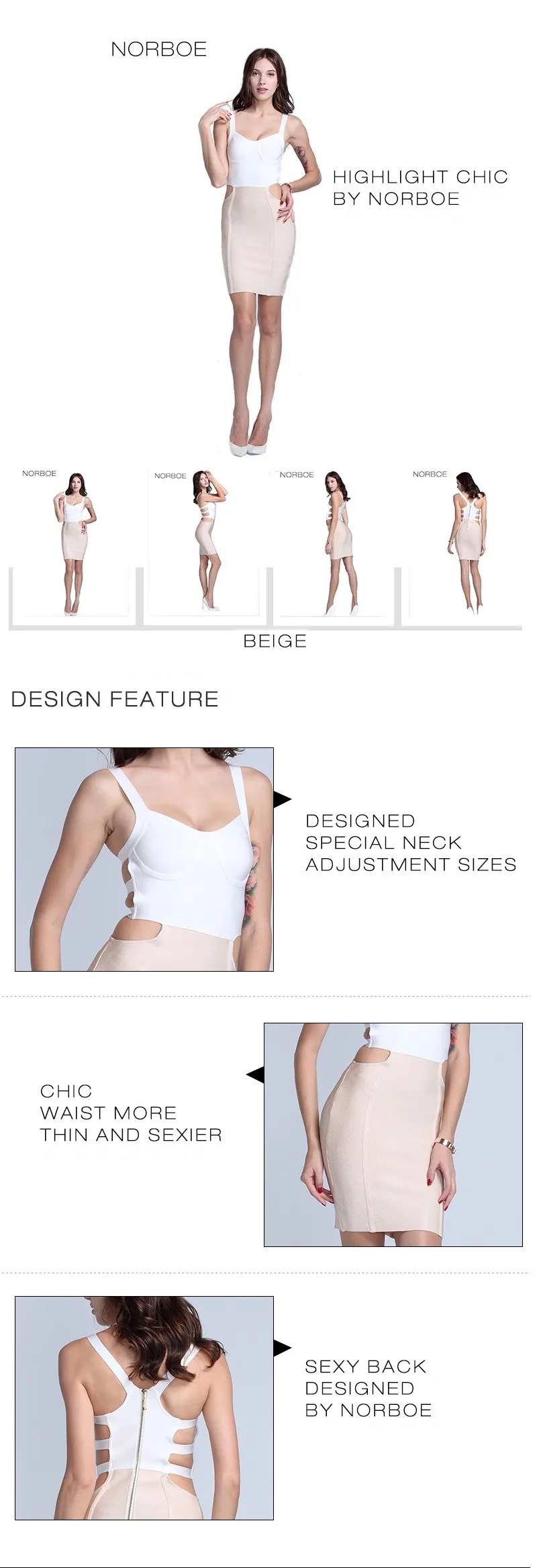 Elegant Ladies Rayon Fabric side hollow out Fitted Casual Bandage Dress-detail (6)