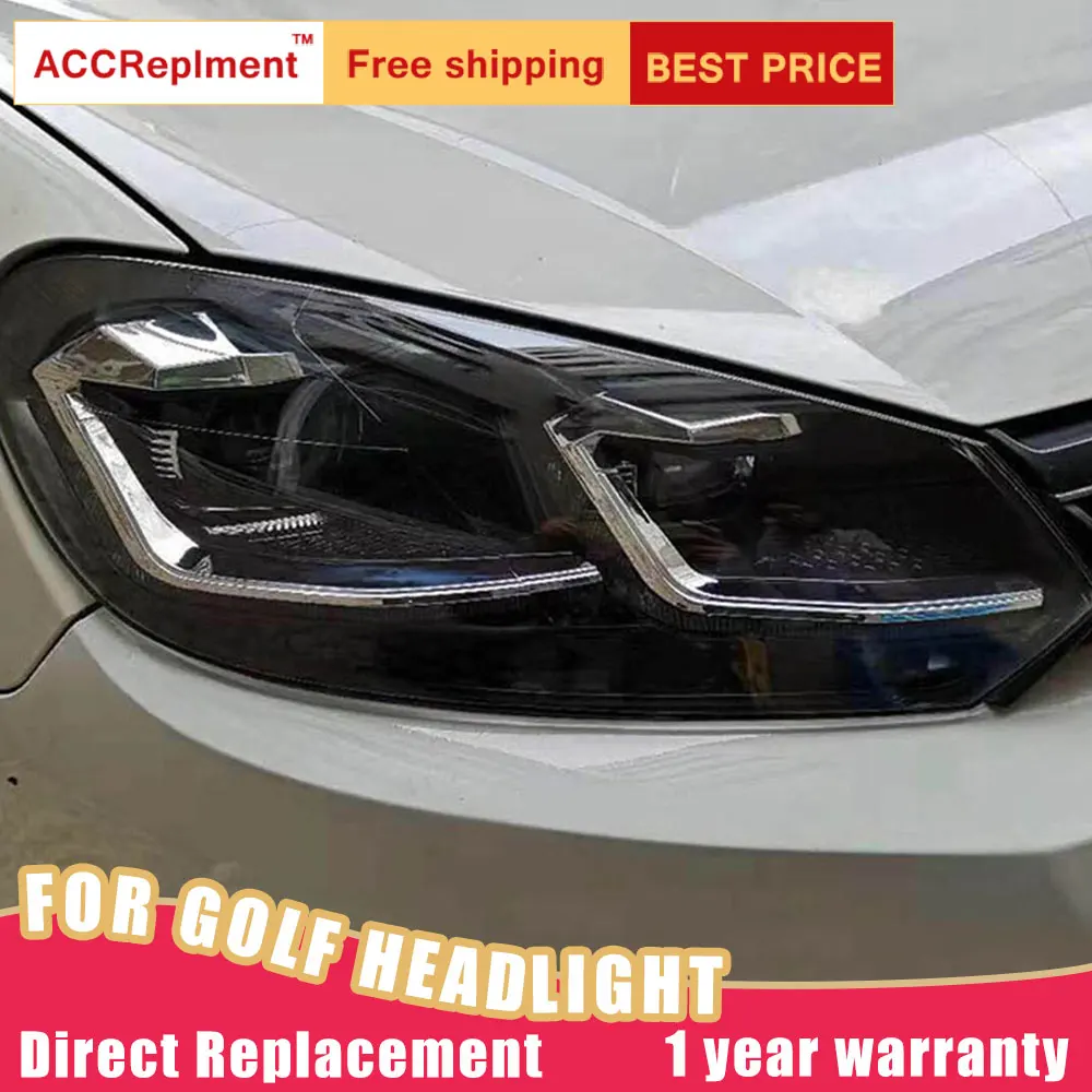 2 шт. светодиодный фары для VW Golf 6 2010-2013 Светодиодный Автомобильные фары ангельские глазки комплект ксеноновых фар, Высокопрочная конструкция протовотуманная подсветка Габаритные огни