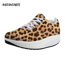 INSTANTARTS Сексуальная леопардовым узором женская спортивная обувь для фитнеса легкая Платформа Клин качели обувь для девочек дамы тонизирующее обувь
