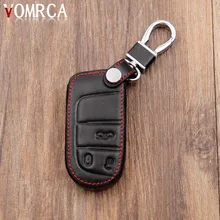 Leather Car key cover for Dodge JCUV dart journey For Fiat for Jeep wrangler Cherokee compass longitude Patriot Chrysler 300c