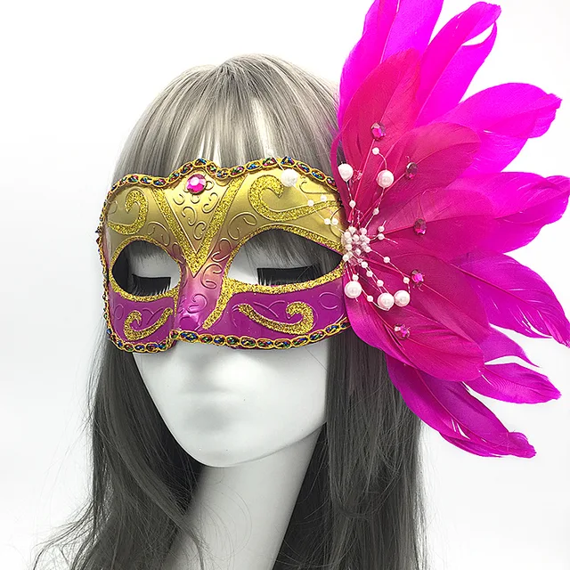 Rouge & noir mascarade plume masque yeux-femme femmes accessoire robe fantaisie