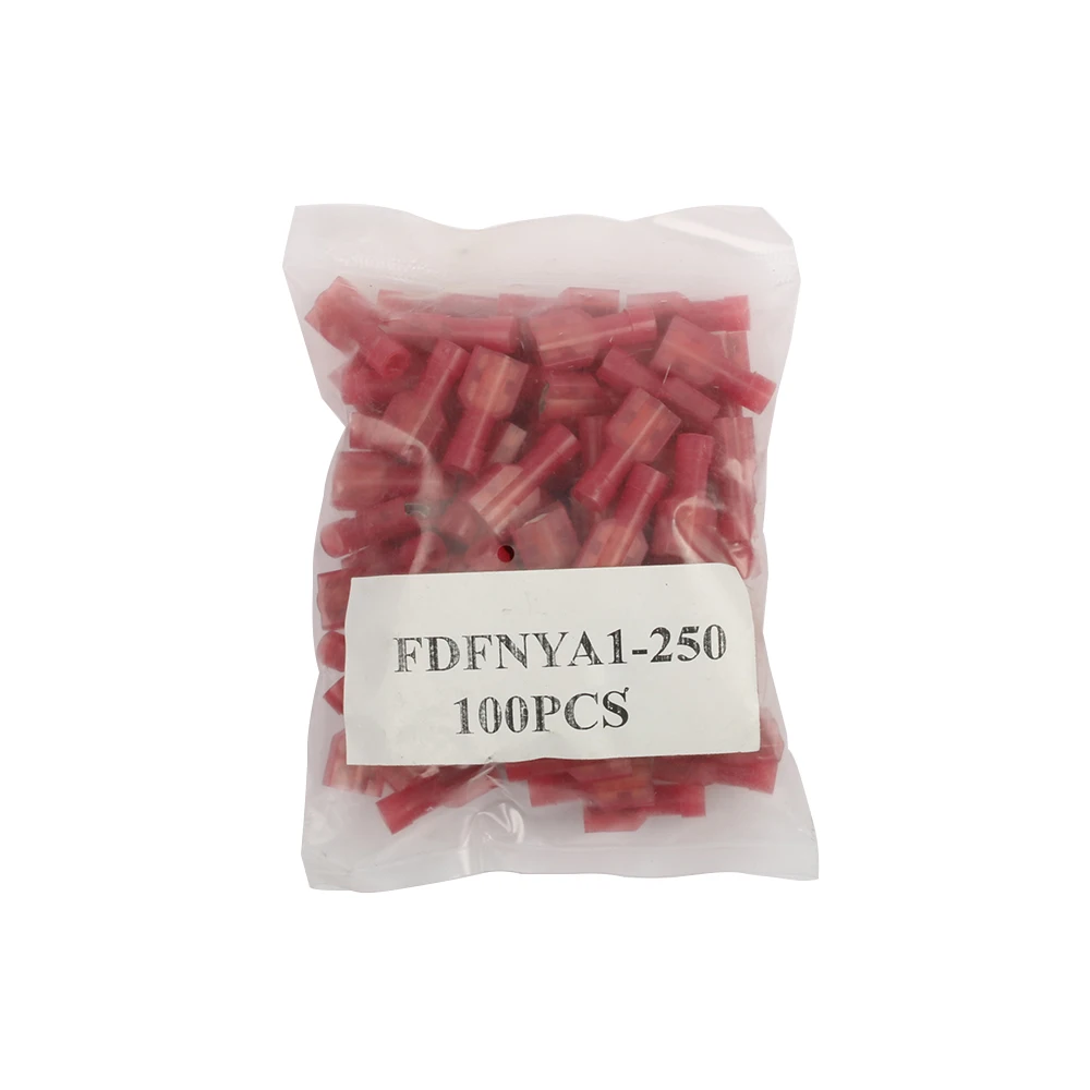 FDFNYA1-250 FDFNYA2-250 нейлон латунь женский изолированный вилочный кабельное соединение проводов разъем 100 шт. 0,5-1.5mm2 22-16AWG FDFNYA