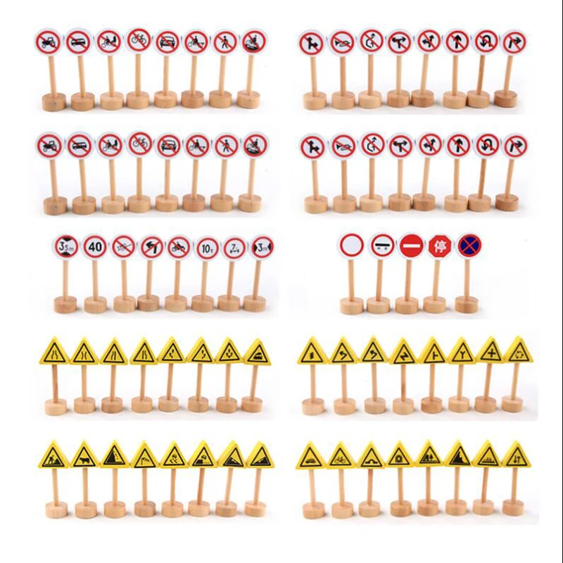 Деревянные уличные дорожные знаки, дорожные парковочные места, транспорт для детей, игрушка для раннего развития, подарок на день рождения, A192