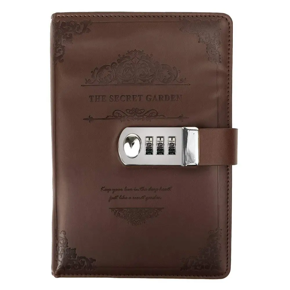 

Small Hardcover Notebook/Journal with Pen Loop and Code Lock, 200 Pages, 8 x 5.3 inch (Brown)