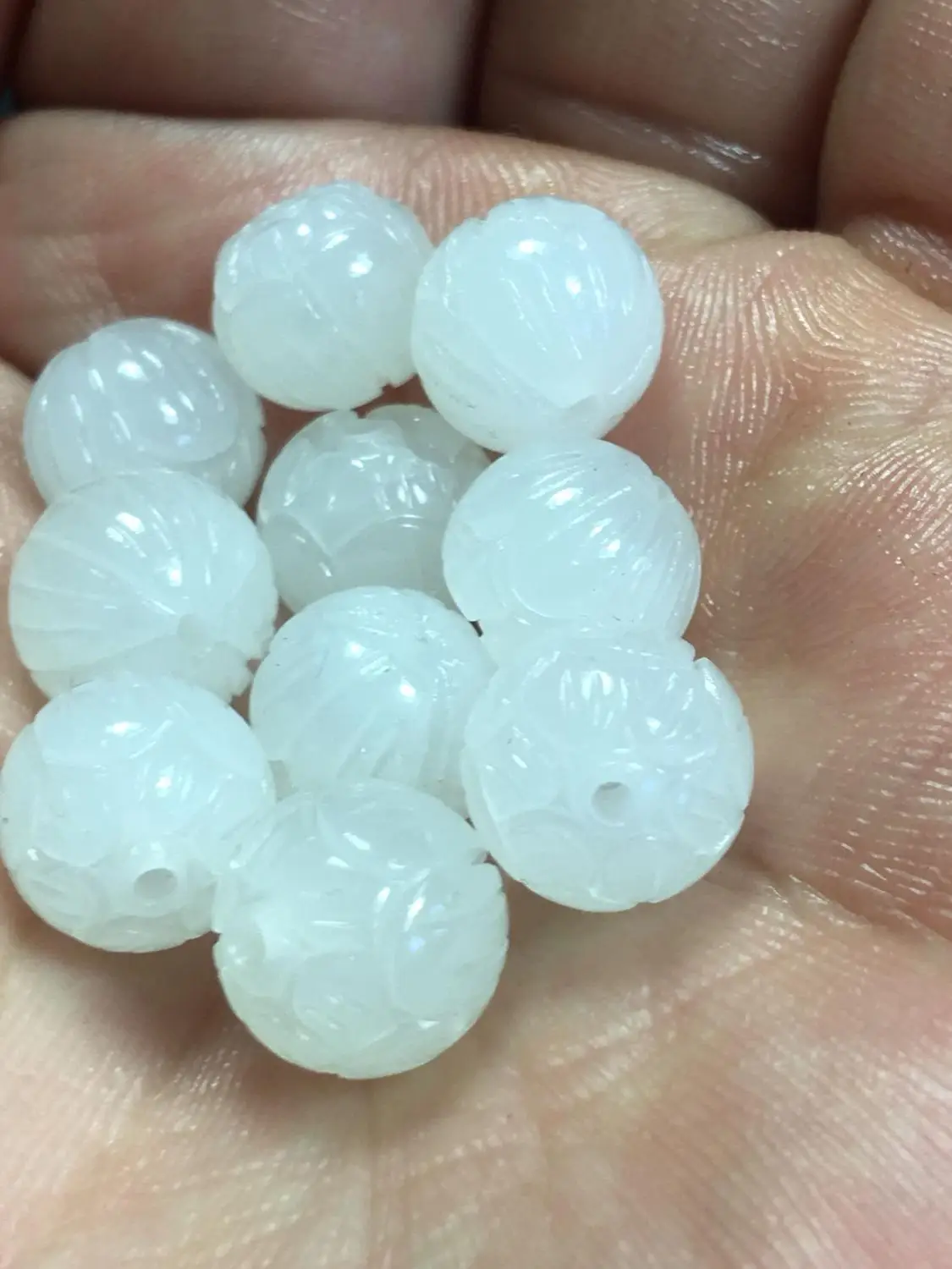 Hetian Jade Qinghai старый материал 10 мм бусинка в форме лотоса жирная белая
