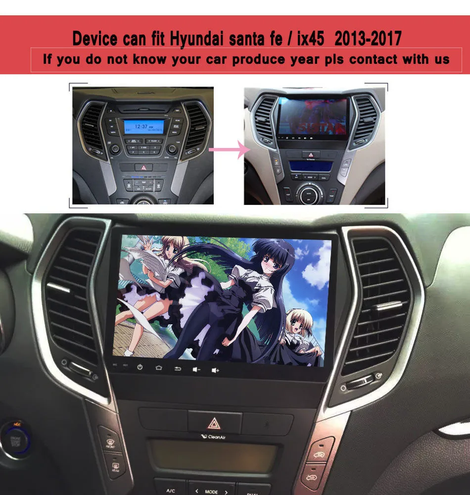 Discount WPSKIS Octa core android 9.0 car dvd for Hyundai IX45 Santa fe 2013 2014 2015 2016 2017 18 car radio stereo navigation Head unit 1