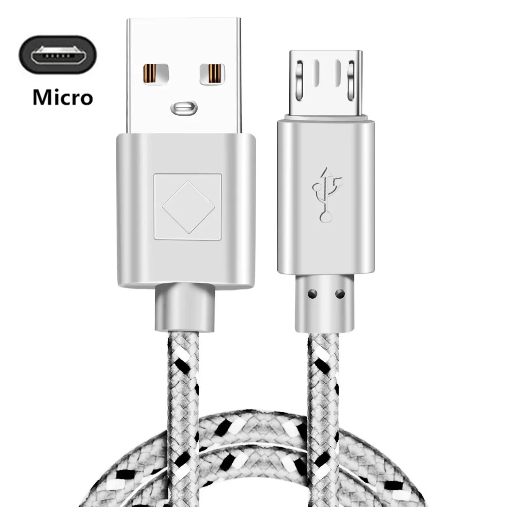 Олаф нейлоновый Плетеный Micro USB кабель синхронизации данных USB зарядное устройство кабель для samsung HTC, Huawei, Xiaomi телефона Android кабели быстрой зарядки - Цвет: White Micro