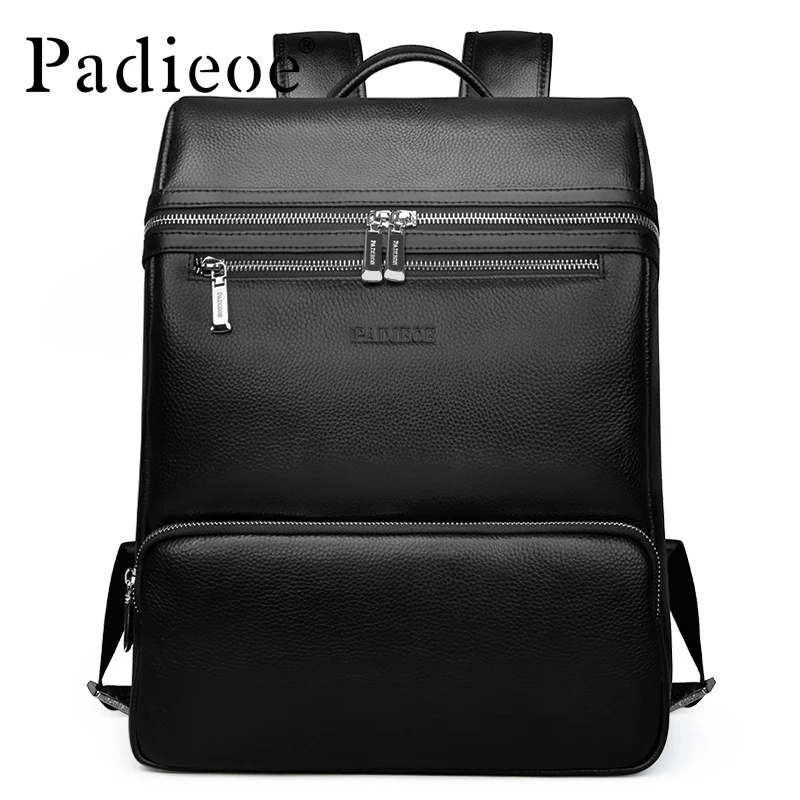 Padieoe High Quality Genuine Leather Backpack Men Fashion School Bags for Teenagers Korean Schoolbag Backpack Unisex Rucksacks