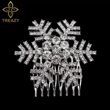 TREAZY, сверкающая Снежинка, свадебные аксессуары для волос, расчески для волос со стразами для невесты, женский головной убор, свадебные украшения для волос
