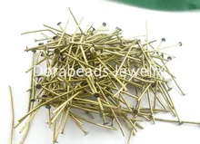Doreen Box Lovely 300 PCs Bronze Color Head Pins Findings 50×0.7mm(21 gauge) (B03590)