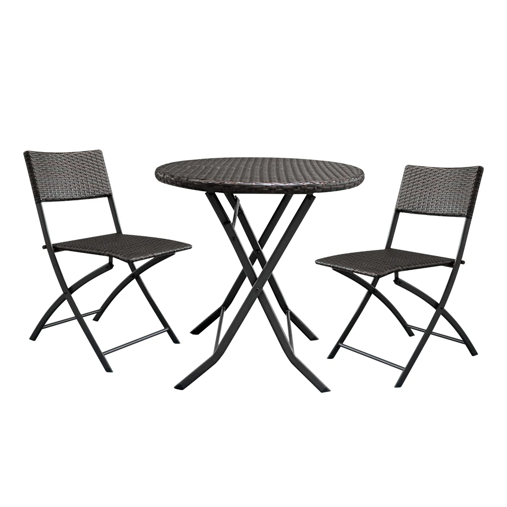 

2pcs Arm Chairs 1pc Round Coffee Table Rattan Chair Set Brown Gradient