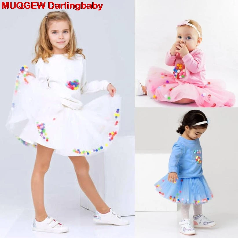 

Children Clothing Kids Clothes Toddler Infant Baby Girls Fashion Colorful Ball Tops Shirt Tutu Skirt Outfits Girls Clothing Set