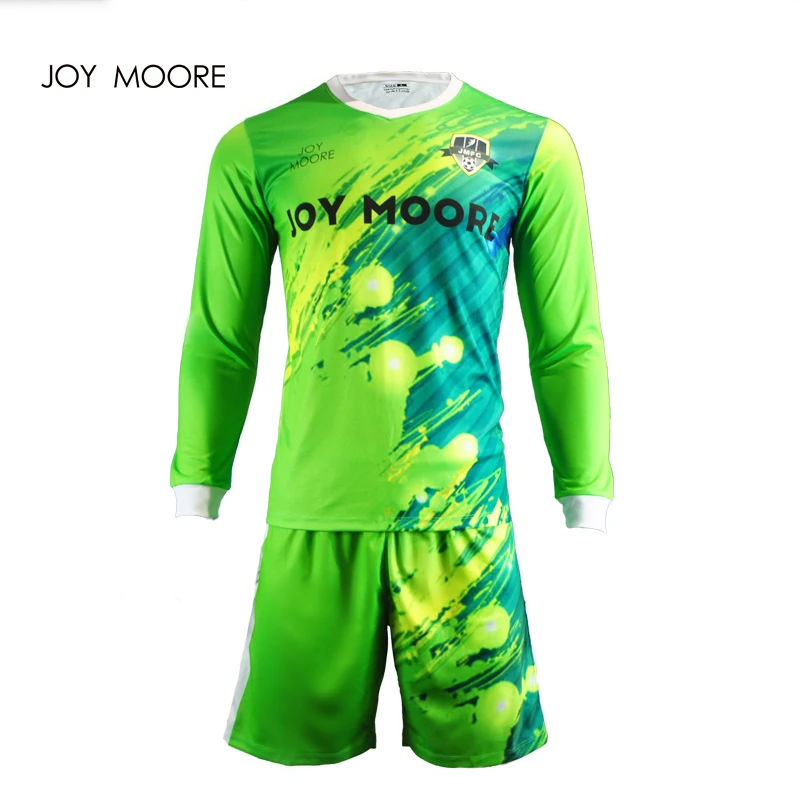 

High quality design fluorescent green goalkeeper soccer jersey custom any colors