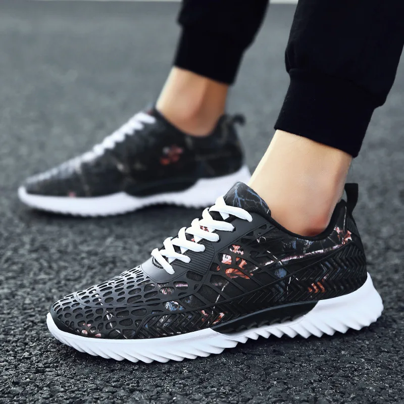 2018 men tide Flats wild casual shoes high quality Breathable Comfortable men's Lace-Up Mesh shoes ADE66