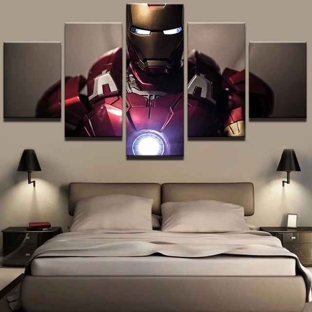 picture modular painting modern prints 5 panel iron man landscape