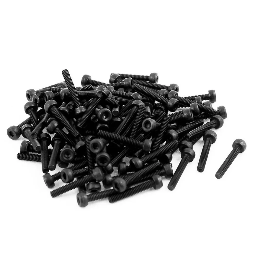 50Pcs Black M2 x 16mm Alloy Steel Hex Bolt Socket Head Cap Machine