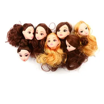 

DIY Doll Head with Hair Kids Toy 4D Winking Doll Head with Hair Accessory For 1/6 BJD Girl Doll accessories