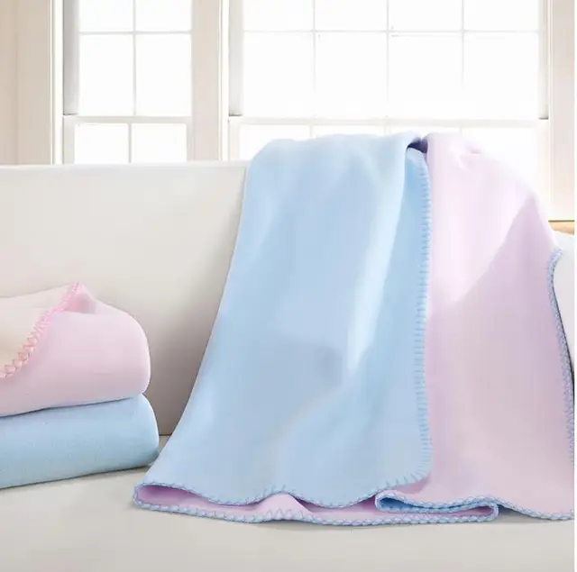 fashion microfiber light blue and pink autumn baby blanket quiltin