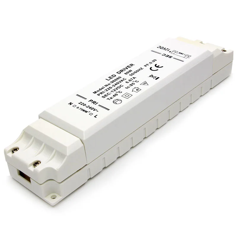 

80W LED Constant voltage Driver Input AC230V/AC110V Output DC12V Supply 6.7A Lighting Transformers for LED lights Power Adapter