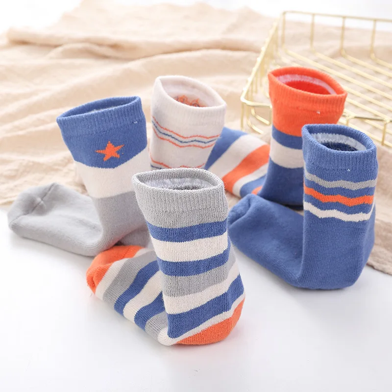

2149CSJ Children's woolen hosiery cotton thickened and warm baby socks striped cotton in autumn and winte