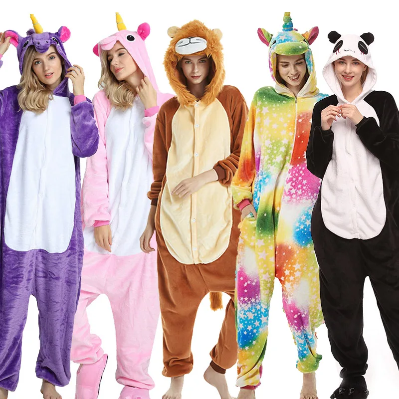 

Unicorn Pajamas onesie Women Kugurumi panda Winter Flannel Pajama Kigurumi adult Nightie Stitch unicornio Sleepwear