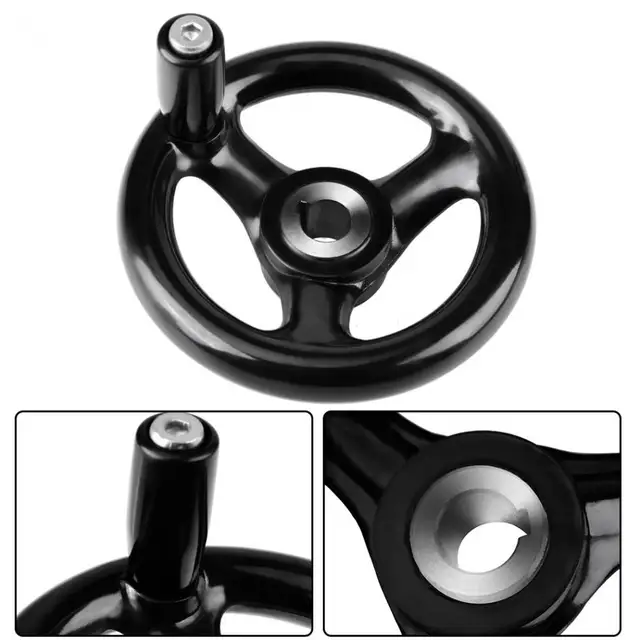 1Pcs 3 Spoke Hand Wheel 12*100mm Black Round 3 Spoke Hand Wheel for Lathe Milling Machine