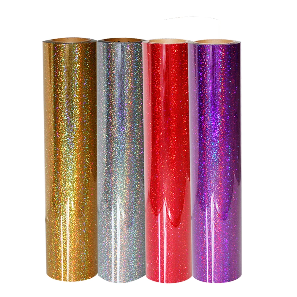 

SILVER RED GOLD PURPLE HOLOGRAPHIC HEAT PRESS TRANSFER VINYL WIDE 50X100CM(20"X39") FOR T-SHIRT