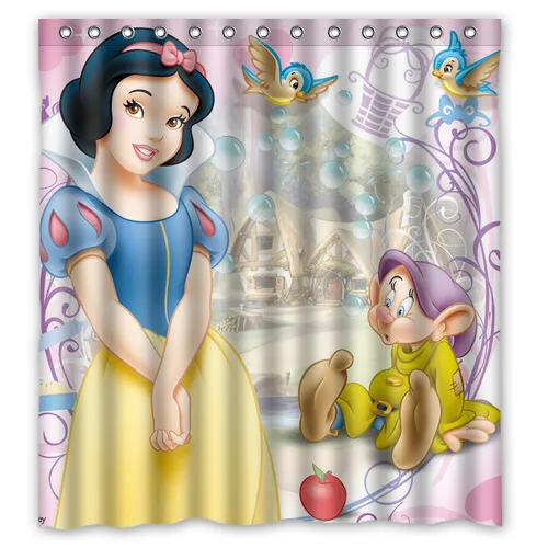 Vogue Waterproof Polyester Bathroom Curtain Custom Snow White Princess Shower Curtain 66 * 72