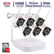 Tonton 8CH 1080P Аудио запись 1 ТБ HDD безопасности беспроводной CCTV NVR комплекты 2MP Водонепроницаемый wifi камеры системы видеонаблюдения